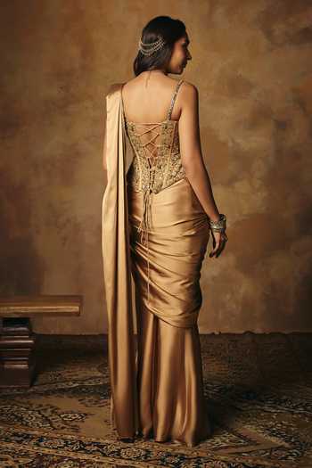 SAANJH BY LEA Padmini Golden Hand Embroidered Blouse 