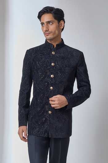Salil Bhatia Embellished Velvet Bandhgala 