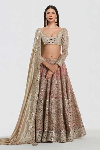 Abhinav Mishra Mirror Work Blouse Lehenga Set 