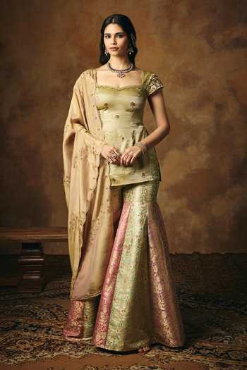 SAANJH BY LEA Chandrika Banarasi Woven Sharara Set 