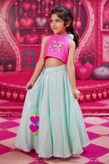 Panchhi By Kanupriya Tibrewala Akshar Embroidered Blouse Skirt Set