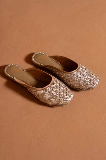 Shilpsutra Sunehri Jaali Embroidered Mules 