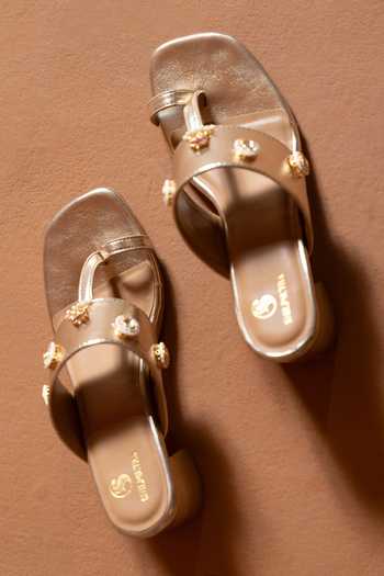 Shilpsutra Rajwada Sona Metallic Kolhapuri Heels 