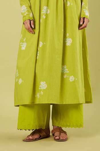 Buy Vinusto Green Cotton Round Neck Printed Kurta Set Buy_Vinusto_Green Cotton Round Neck Printed Kurta Set
