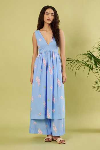 Vinusto Floral Print Kurta & Palazzo Set 