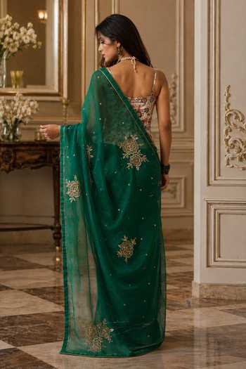 Jhambthreads Silk Organza Saree With Unstitched Blouse Fabric 