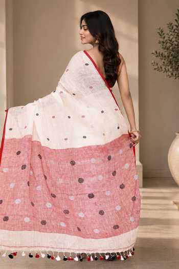 Jhambthreads Linen Saree With Running Blouse 