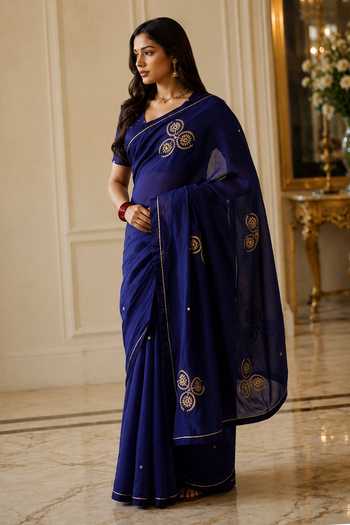 Buy Jhambthreads Blue Silk, Cotton, Chanderi, Jacquard Saree And Unstitched Blouse Fabric Online at Aza Fashions Buy_Jhambthreads_Blue Silk, Cotton, Chanderi, Jacquard Saree And Unstitched Blouse Fabric _Online_at_Aza_Fashions