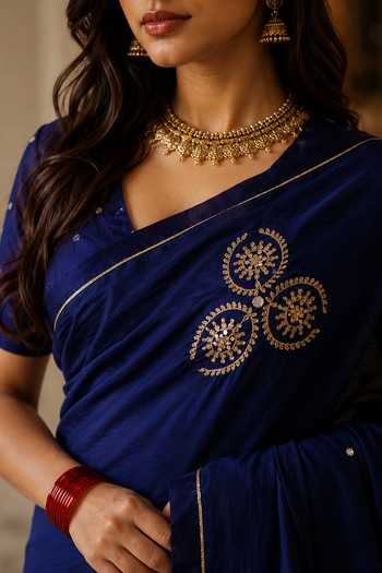 Shop Jhambthreads Blue Silk, Cotton, Chanderi, Jacquard Saree And Unstitched Blouse Fabric Online at Aza Fashions Shop_Jhambthreads_Blue Silk, Cotton, Chanderi, Jacquard Saree And Unstitched Blouse Fabric _Online_at_Aza_Fashions