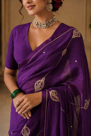 Buy Jhambthreads Purple Silk, Cotton, Chanderi, Jacquard Saree With Unstitched Blouse Fabric Online at Aza Fashions Buy_Jhambthreads_Purple Silk, Cotton, Chanderi, Jacquard Saree With Unstitched Blouse Fabric _Online_at_Aza_Fashions