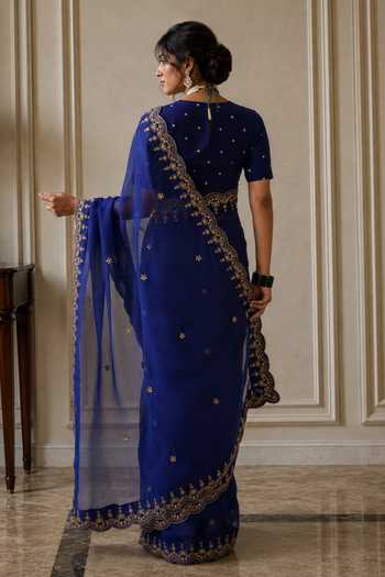 Jhambthreads Silk Organza Saree With Unstitched Blouse Fabric 