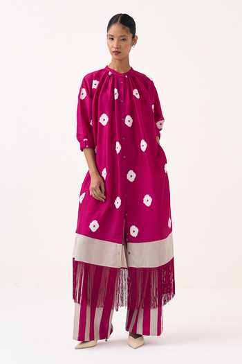 Three Chanderi Top & Poplin Pant Set