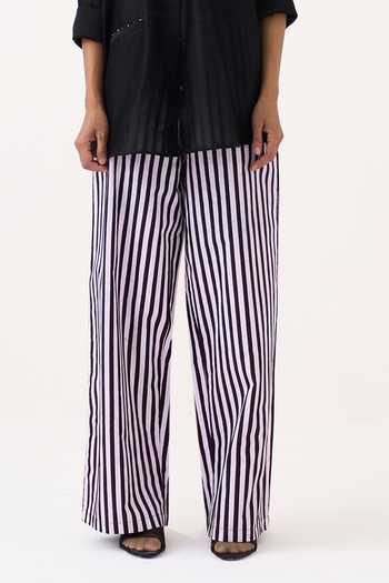 Shop Three Black Chanderi, Poplin Collared Neck Shirt And Pant Set Online at Aza Fashions Shop_Three_Black Chanderi, Poplin Collared Neck Shirt And Pant Set _Online_at_Aza_Fashions