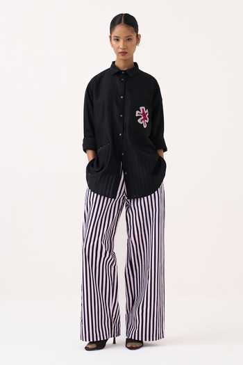 Three Chanderi Poplin Shirt & Pant Set
