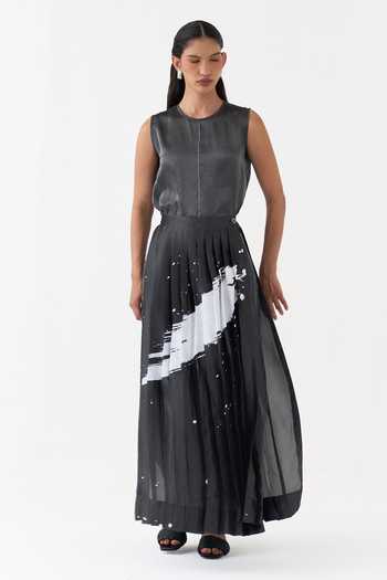 Three Splash Print Metallic Tissue Top & Pant Set