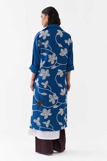 Three Embroidered Chanderi Jacket Kurta Set