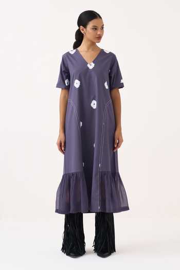 Buy Three Silk, Crepe, Poplin V-neck Block Print Dress Online at Aza Fashions Buy_Three_Silk, Crepe, Poplin V-neck Block Print Dress _Online_at_Aza_Fashions