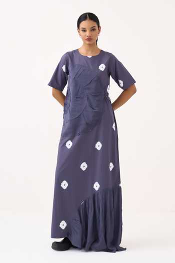 Buy Three Silk, Crepe, Poplin Round Neck Block Print Dress Online at Aza Fashions Buy_Three_Silk, Crepe, Poplin Round Neck Block Print Dress _Online_at_Aza_Fashions