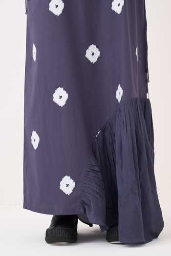 Buy Three Silk, Crepe, Poplin Round Neck Block Print Dress Buy_Three_Silk, Crepe, Poplin Round Neck Block Print Dress