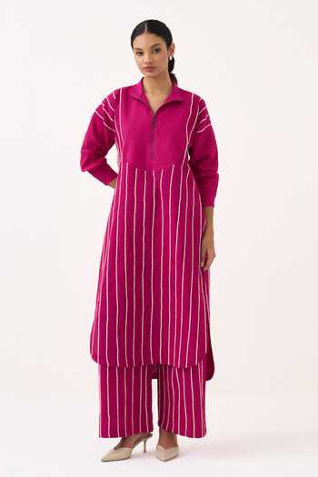 Three Striped Handwoven Cotton Kurta