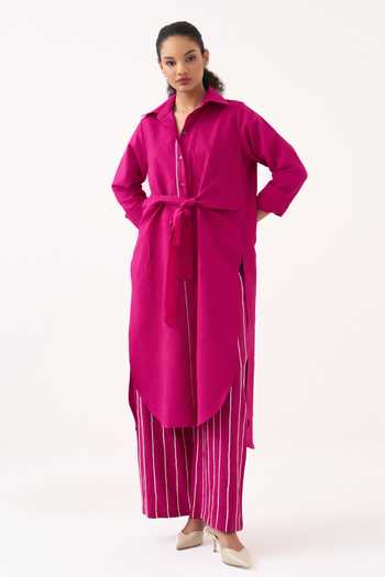 Three Front Knot Handwoven Cotton Tunic 