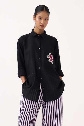 Three Patch Pocket Chanderi Shirt