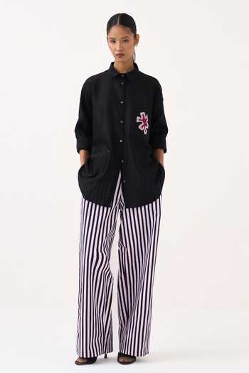 Three Black Chanderi Collared Neck Patch Pocket Shirt Online at Aza Fashions Three_Black Chanderi Collared Neck Patch Pocket Shirt _Online_at_Aza_Fashions