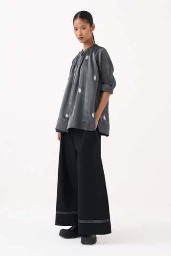 Three Grey Tissue Round Neck Metallic Top Online at Aza Fashions Three_Grey Tissue Round Neck Metallic Top _Online_at_Aza_Fashions