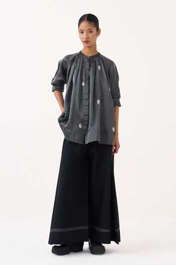 Shop Three Grey Tissue Round Neck Metallic Top Online at Aza Fashions Shop_Three_Grey Tissue Round Neck Metallic Top _Online_at_Aza_Fashions