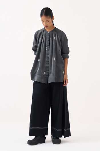 Three Grey Tissue Round Neck Metallic Top at Aza Fashions Three_Grey Tissue Round Neck Metallic Top _at_Aza_Fashions