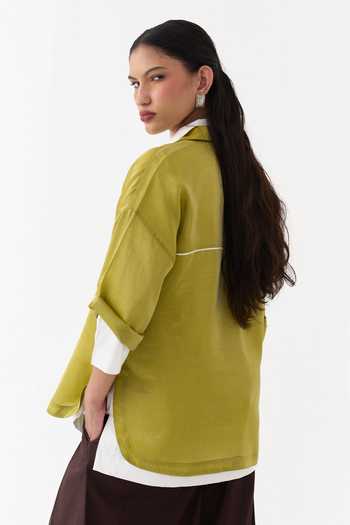 Three Lime Tissue, Poplin V-, Collared Metallic T- And Set Online at Aza Fashions Three_Lime Tissue, Poplin V-, Collared Metallic T- And Set _Online_at_Aza_Fashions
