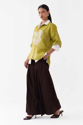 Buy Three Lime Tissue, Poplin V-, Collared Metallic T- And Set Online at Aza Fashions Buy_Three_Lime Tissue, Poplin V-, Collared Metallic T- And Set _Online_at_Aza_Fashions