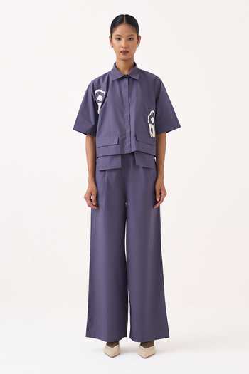 Three Purple Poplin Collared Neck Top at Aza Fashions Three_Purple Poplin Collared Neck Top _at_Aza_Fashions