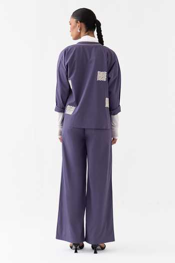 Three Wave Embroidery Poplin Top