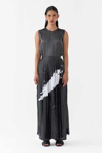 Three Grey Tissue Metallic Skirt Online at Aza Fashions Three_Grey Tissue Metallic Skirt _Online_at_Aza_Fashions