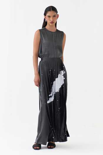 Three Grey Tissue Metallic Skirt at Aza Fashions Three_Grey Tissue Metallic Skirt _at_Aza_Fashions