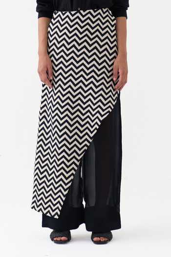 Buy Three Black Cotton, Organza Chevron Heavy Twill Draped Skirt Online at Aza Fashions Buy_Three_Black Cotton, Organza Chevron Heavy Twill Draped Skirt _Online_at_Aza_Fashions