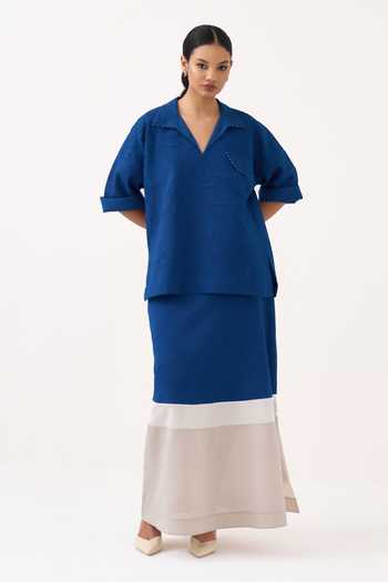 Three Crush Hand Woven Mul Panelled Skirt