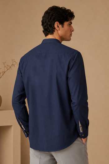 Mayank Modi - Men Blue & Grey Malai Cotton Shirt 