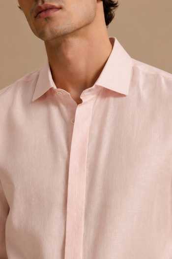 Shop Mayank Modi - Men Pink Silk, Bemberg Baby Shirt Online at Aza Fashions Shop_Mayank Modi - Men_Pink Silk, Bemberg Baby Shirt _Online_at_Aza_Fashions