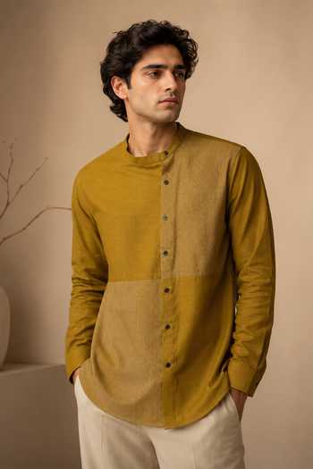 Mayank Modi - Men Mustard Yellow Shirt 
