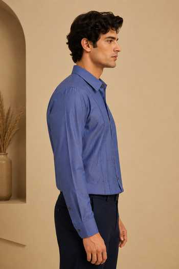 Mayank Modi - Men_Blue Cotton Denim Malai Shirt _Online_at_Aza_Fashions