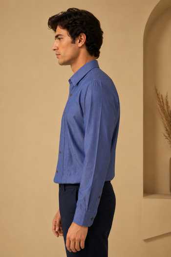 Buy_Mayank Modi - Men_Blue Cotton Denim Malai Shirt _Online_at_Aza_Fashions