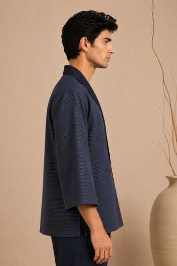 Buy Mayank Modi - Men Blue Cotton Kota Jacket Online at Aza Fashions Buy_Mayank Modi - Men_Blue Cotton Kota Jacket _Online_at_Aza_Fashions