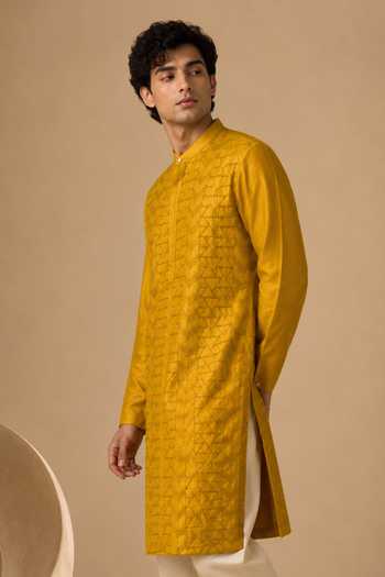 Buy Mayank Modi - Men Yellow Chanderi Embroidered Kurta Set Online at Aza Fashions Buy_Mayank Modi - Men_Yellow Chanderi Embroidered Kurta Set _Online_at_Aza_Fashions