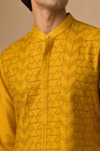 Shop Mayank Modi - Men Yellow Chanderi Embroidered Kurta Set Online at Aza Fashions Shop_Mayank Modi - Men_Yellow Chanderi Embroidered Kurta Set _Online_at_Aza_Fashions