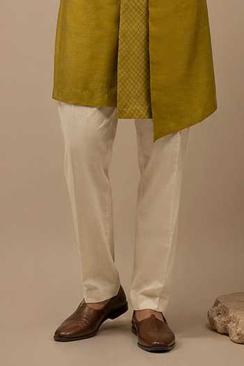 Shop Mayank Modi - Men Green Chanderi Asymmetric Kurta Set Online at Aza Fashions Shop_Mayank Modi - Men_Green Chanderi Asymmetric Kurta Set _Online_at_Aza_Fashions