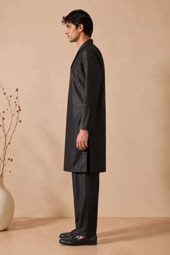 Mayank Modi - Men Black Silk, Bemberg Kurta Set Online at Aza Fashions Mayank Modi - Men_Black Silk, Bemberg Kurta Set _Online_at_Aza_Fashions