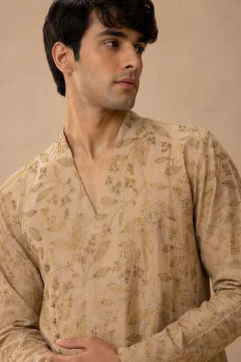 Buy Mayank Modi - Men Gold Chanderi Silk Kurta Set Online at Aza Fashions Buy_Mayank Modi - Men_Gold Chanderi Silk Kurta Set _Online_at_Aza_Fashions
