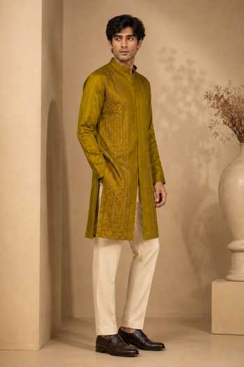 Buy_Mayank Modi - Men_Yellow Fiona Embroidered Kurta Set _Online_at_Aza_Fashions